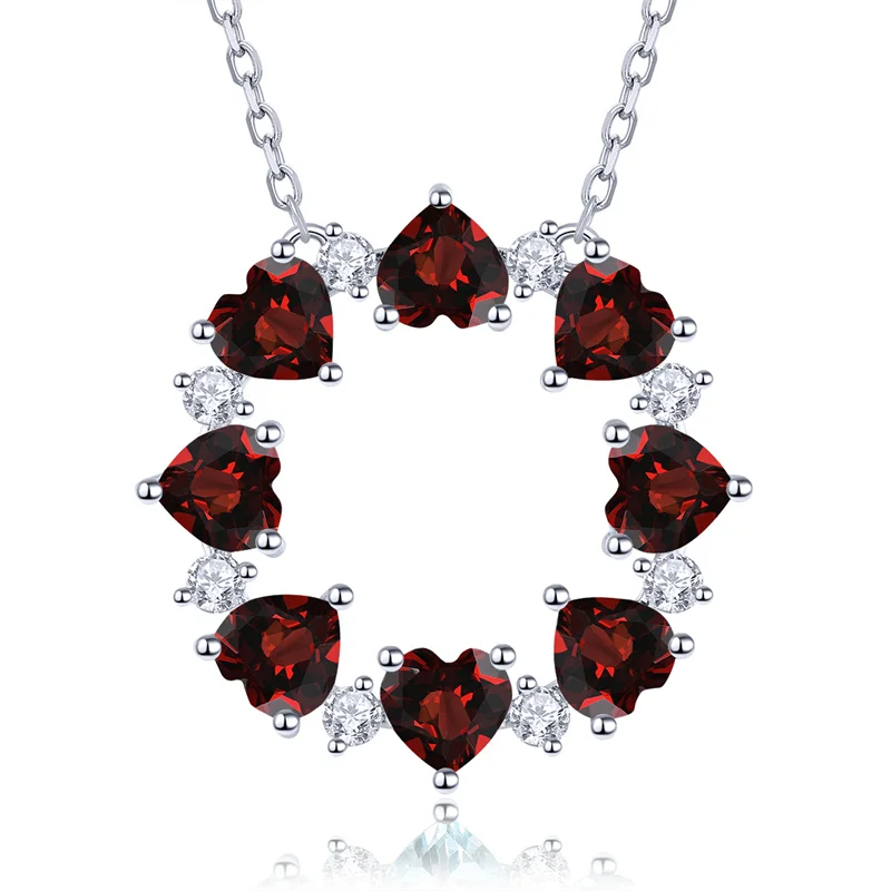 

Настоящий серебряный кулон толщиной 4,5 карата 925, оригинальное ожерелье в форме сердца с натуральным гранатом, цепочка на ключицу