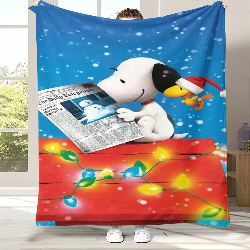Kawaii S-Snoopys Dog Cartoon Soft Flannel Throw Blanket,Cozy Warm Blanket for Bed,Sofa,Living Room,Picnic,Home Decor,Gift