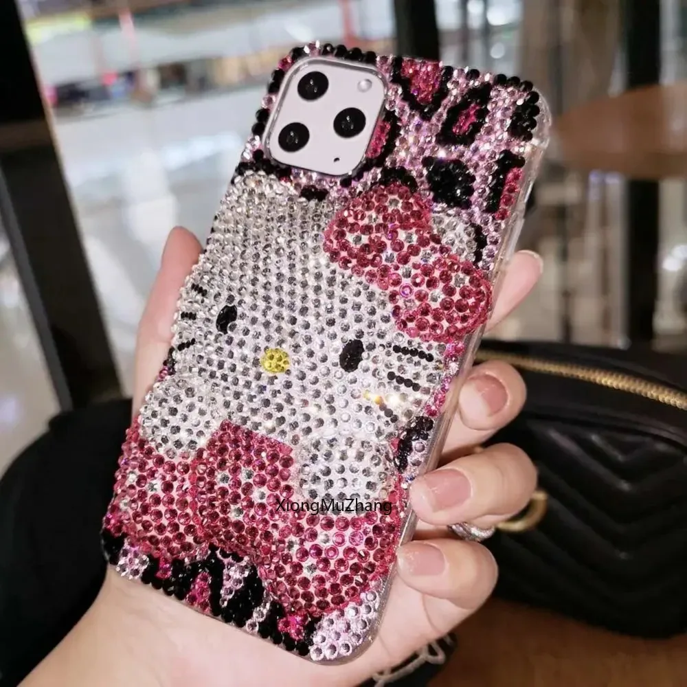 Sanrio Rhinestone Case for IPhone 16 15 14 13 12 11 Pro Max 15 Plus 16 Pro XsMax Mini Cartoon Hello Kitty Custom Protective Case