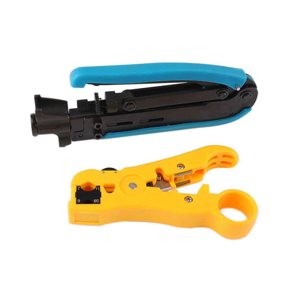 Alicates Pelacables multiherramienta, pinza de prensado en frío para Cable Coaxial, RG59, RG6, Kit de pelado de cables