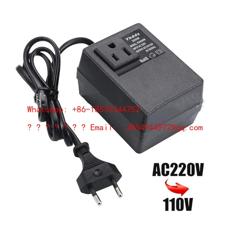 L  Step Down Single Phase Travel EU Plug Voltage Transformer Converter 200W Voltage Converter Transformer AC 220V To 110V