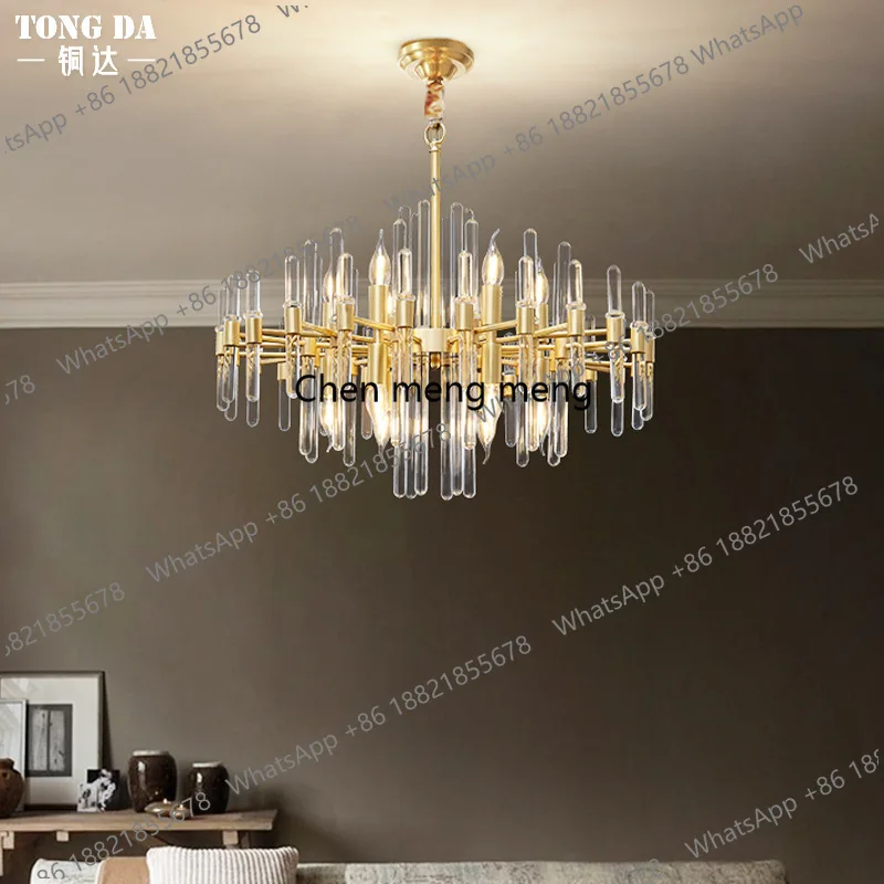 

Modern living room dining room all copper chandelier villa light luxury hall tea room study lamp