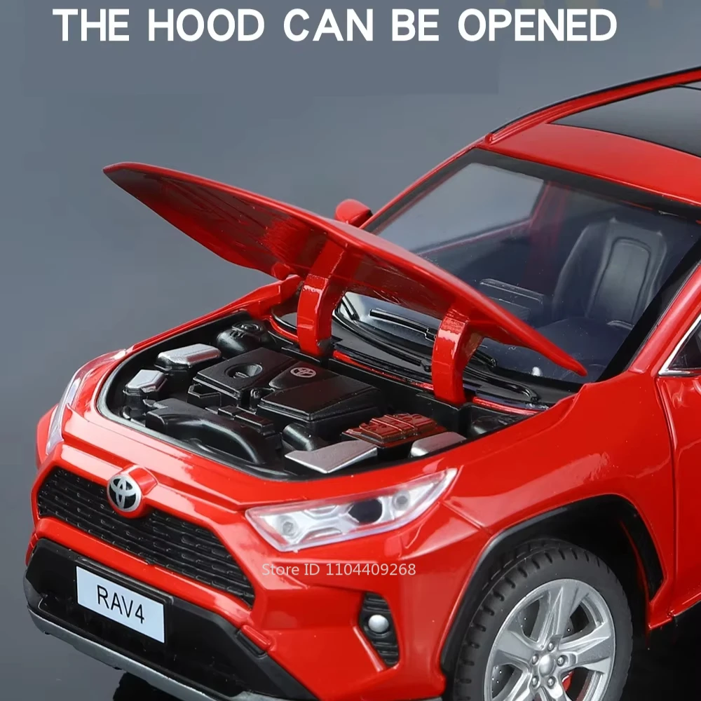 1:24 스케일 RAV4 Camry 모델 자동차 장난감 금속 다이캐스트 시뮬레이션 컬렉션 사운드 및 라이트 차량 모델 취미 장식품 선물