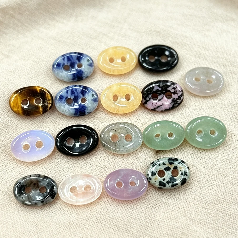 10pcs Double Holes Button Natural Stone Crystal  Beads for DIY Jewelry Making Accessories Pig Nose Amethysts Accessories x419