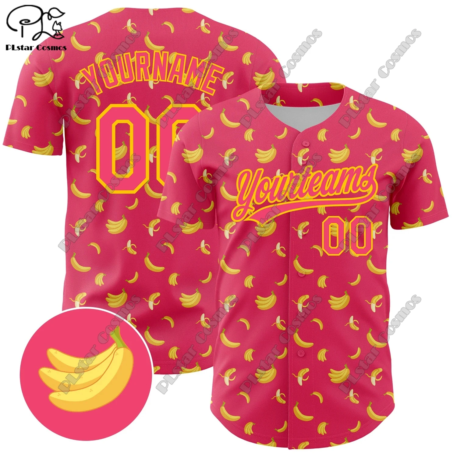 PLSTAR COSMOS customized team name 3D printing tropical fruit and bird and pineapple pattern genuine baseball uniform summer new