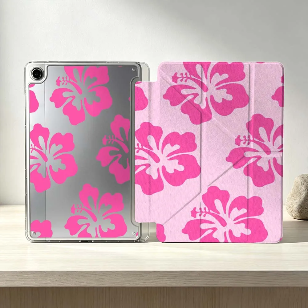 

Large Pink Floral Print Soft For Samsung Galaxy Tab S10 S9 S8 S7 S6 A11 A10 A9 FE Plus Lite Foldable 3Y Tablet Case