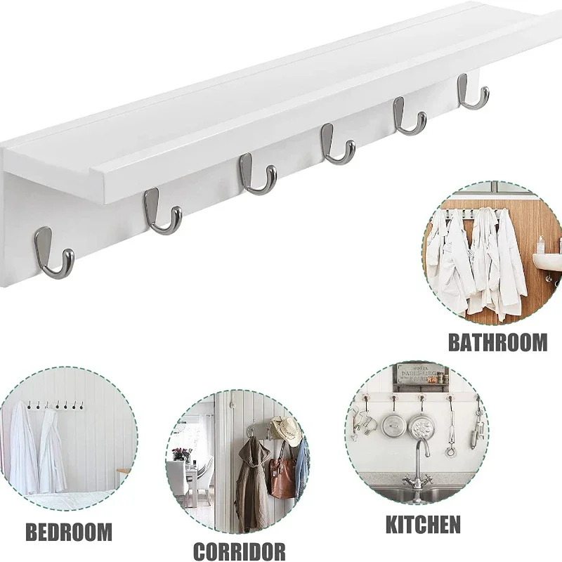 Clothing Rack Shelf Wall-Mounted Wooden Wooden Storage Rack for Kitchen Hallway Living Room Bathroom Bedroom