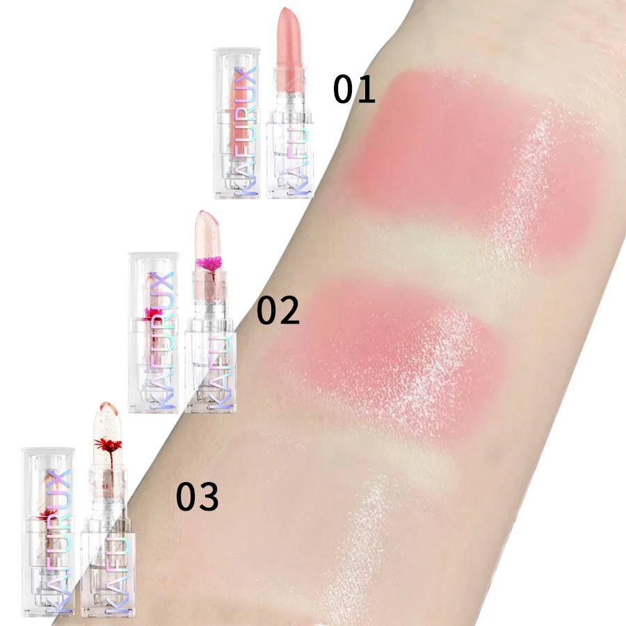 1 lápiz labial transparente de gelatina que cambia de Color con la temperatura, lápiz labial hidratante con flores, maquillaje coreano, regalos para mujeres, brillo de labios