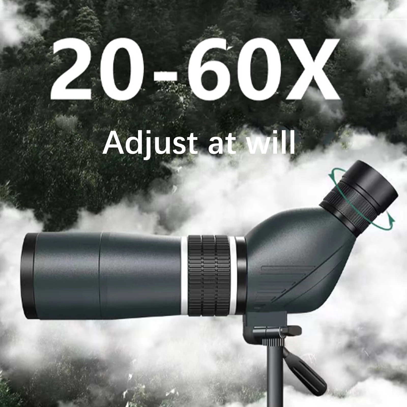 

20-60X60 Zoom 45° Angled Birdwatching Scope HD Green Film High Magnification Shimmering Night Vision Binoculars (20-60X60 Angled