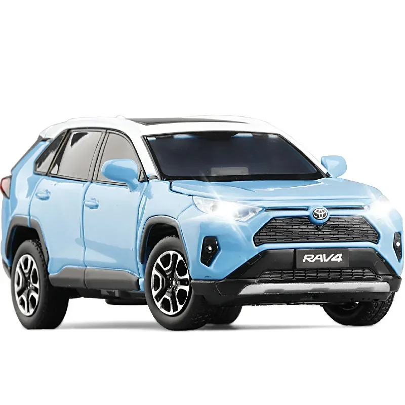 1:32 2020 TOYOTA RAV4 SUV wysoka symulacja odlewany stop metali Model samochodu dźwięk światło wycofać kolekcja zabawek dla dzieci prezenty F404