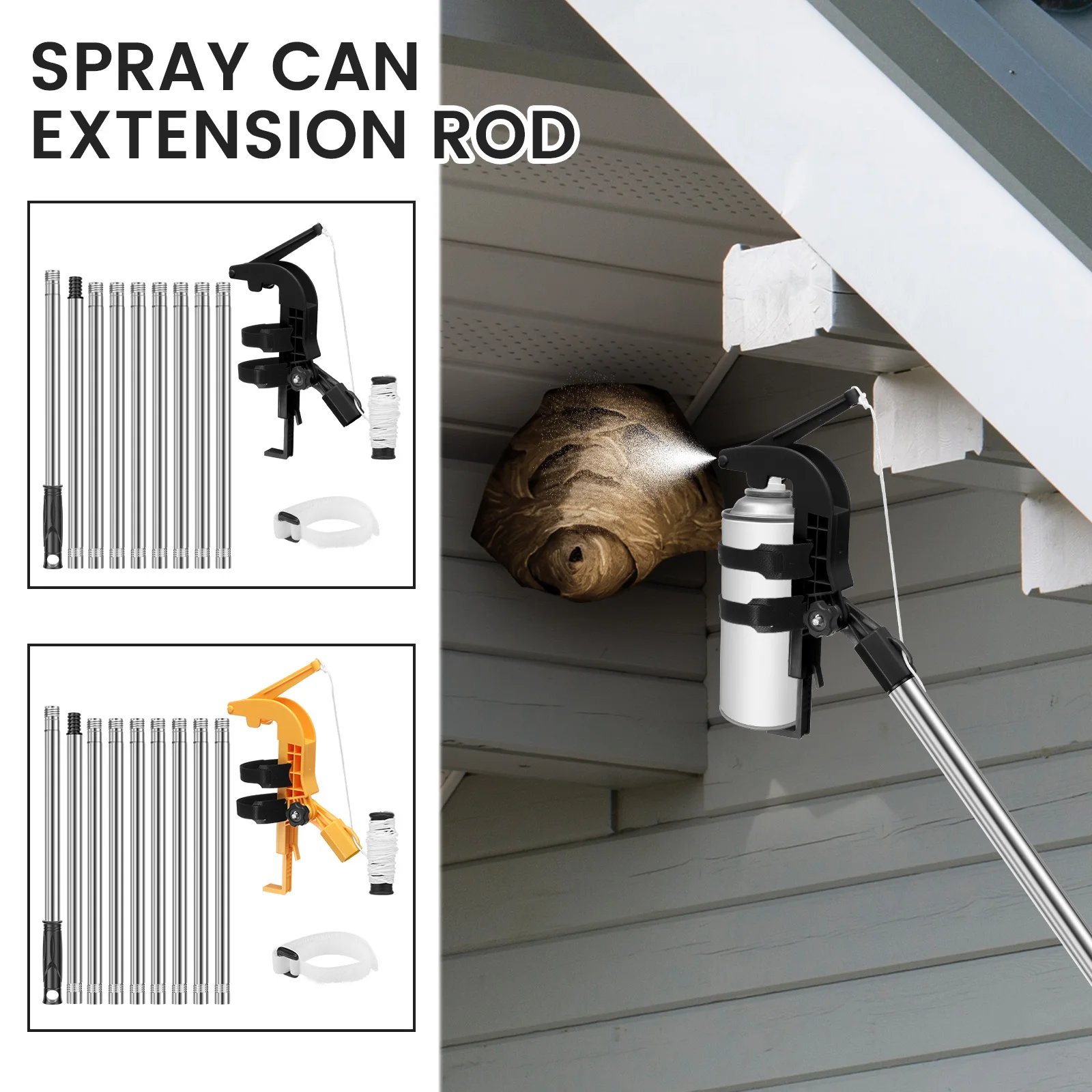 1Set Spray Can Extender Adjustable Sprayer Bracket Adaptor Spray with 12 Feet Extension Pole Aerosol Can Extension for Household image 3