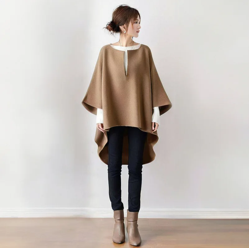 2025 Autumn New Round V-neck 7-point Sleeve Bat Front Short Rear Long Top