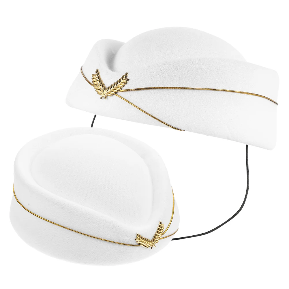 2 Pcs Imitation Furry Stewardess Hat Sailor Hats Berets Uniform Band Monny Air Hostess Ladies Women's & Caps