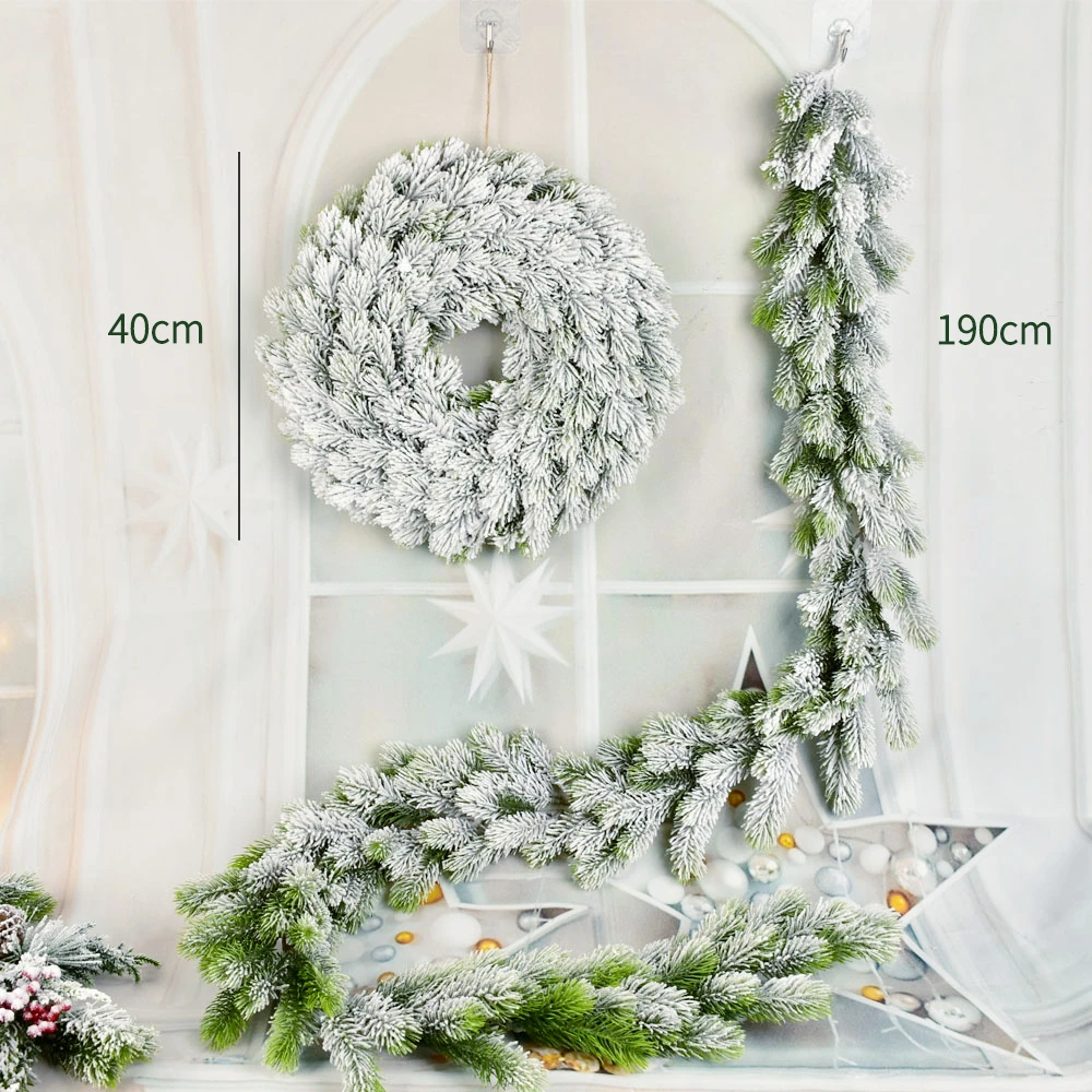 

1.9M Christmas Decor Rattan Artificial Flower Tree Ornament Outdoor Garland Wreath Pendant Xmas Party Supplies Door Stairs Decor