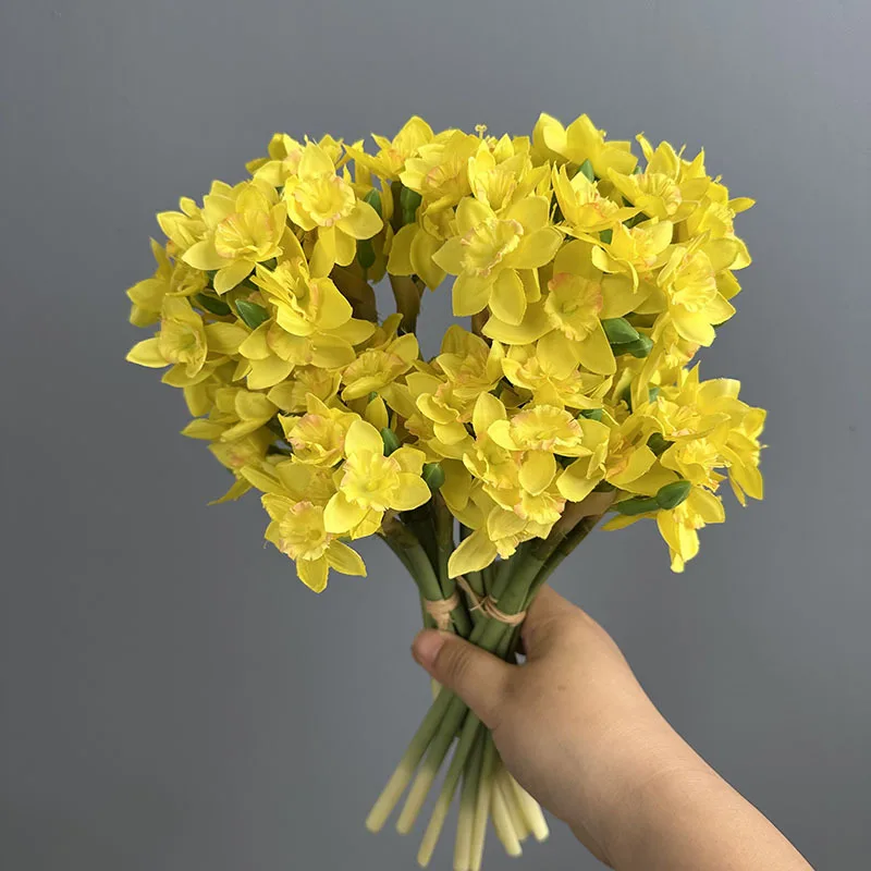1/4/6 Stück Künstliche 5-teilige Narcissus-Blumensträuße aus Seide, Simulierte Weiße Narzissen für Wohnzimmerdekoration – Detail 17