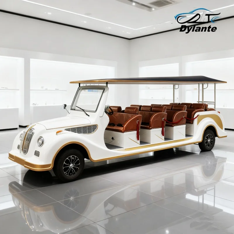 2025 China Hot Sale 4000/5000/7000W Antique Sightseeing Car 5 8 11 14 Seats 4 Wheels Luxury Electric Retro Classic Car