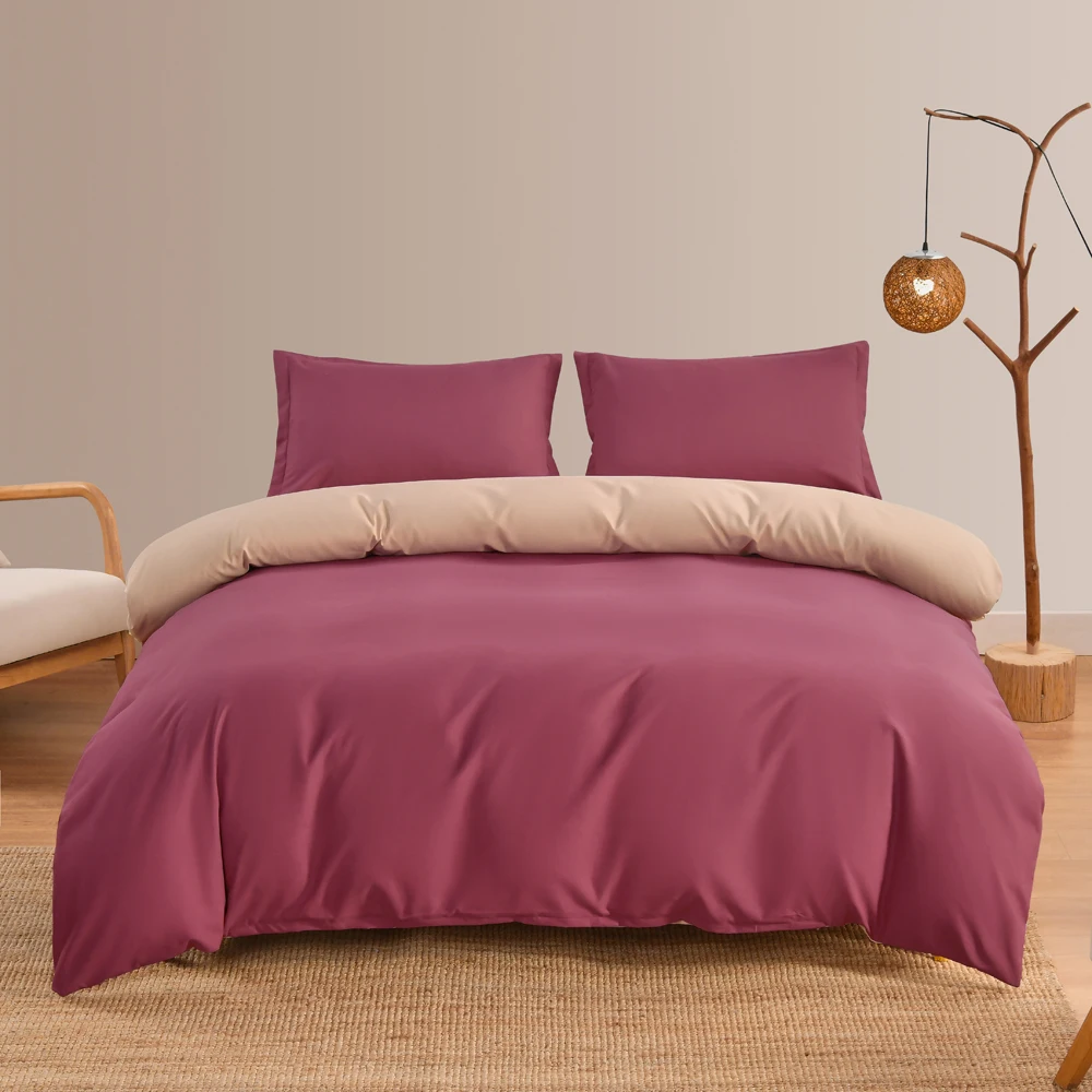 

Red Simple Bedding Set Green Orange Bed Linen 4pcs/set Duvet Cover Sets 150x220cm Bed Sheet Sets omforter Home Textile for Gift