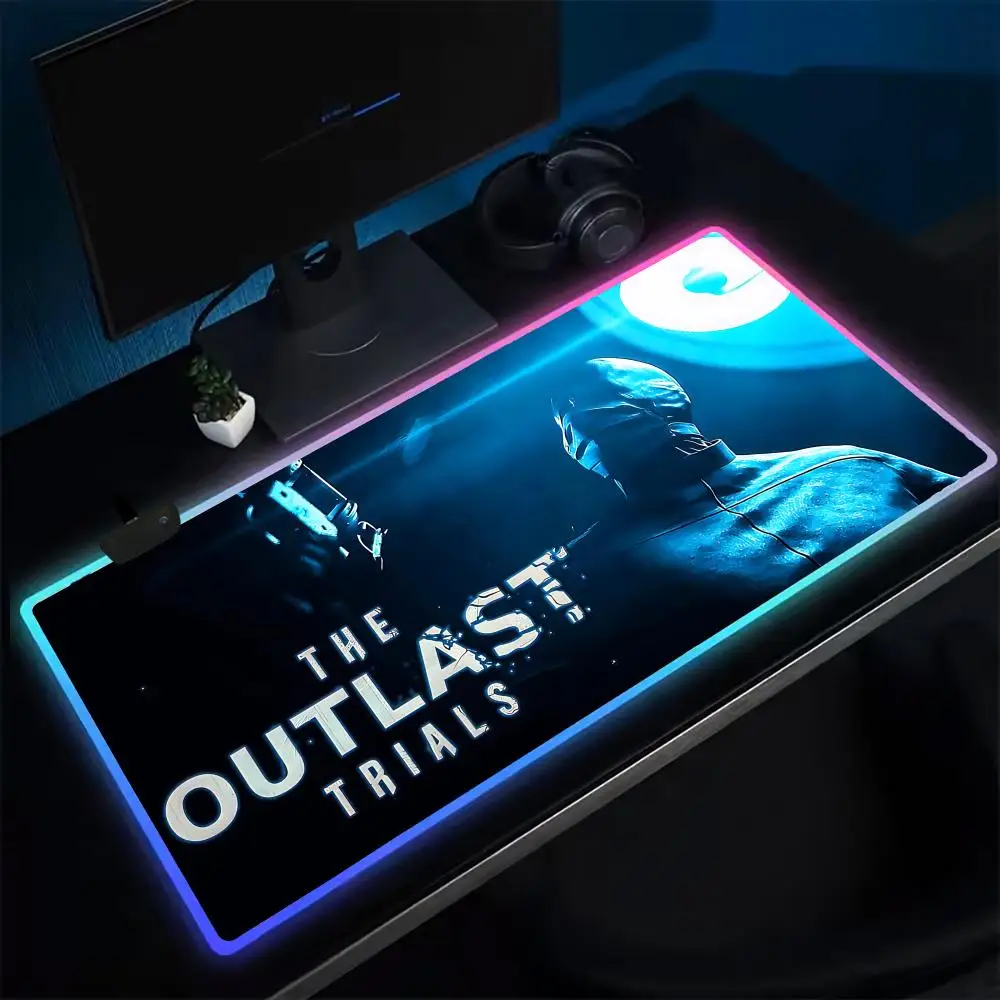 

Game The Outlast Trials Mouse Pad Anime Gaming Mouse Pad LED Table Pads Backlit Rubber Desktop XXL RGB Desk Mats