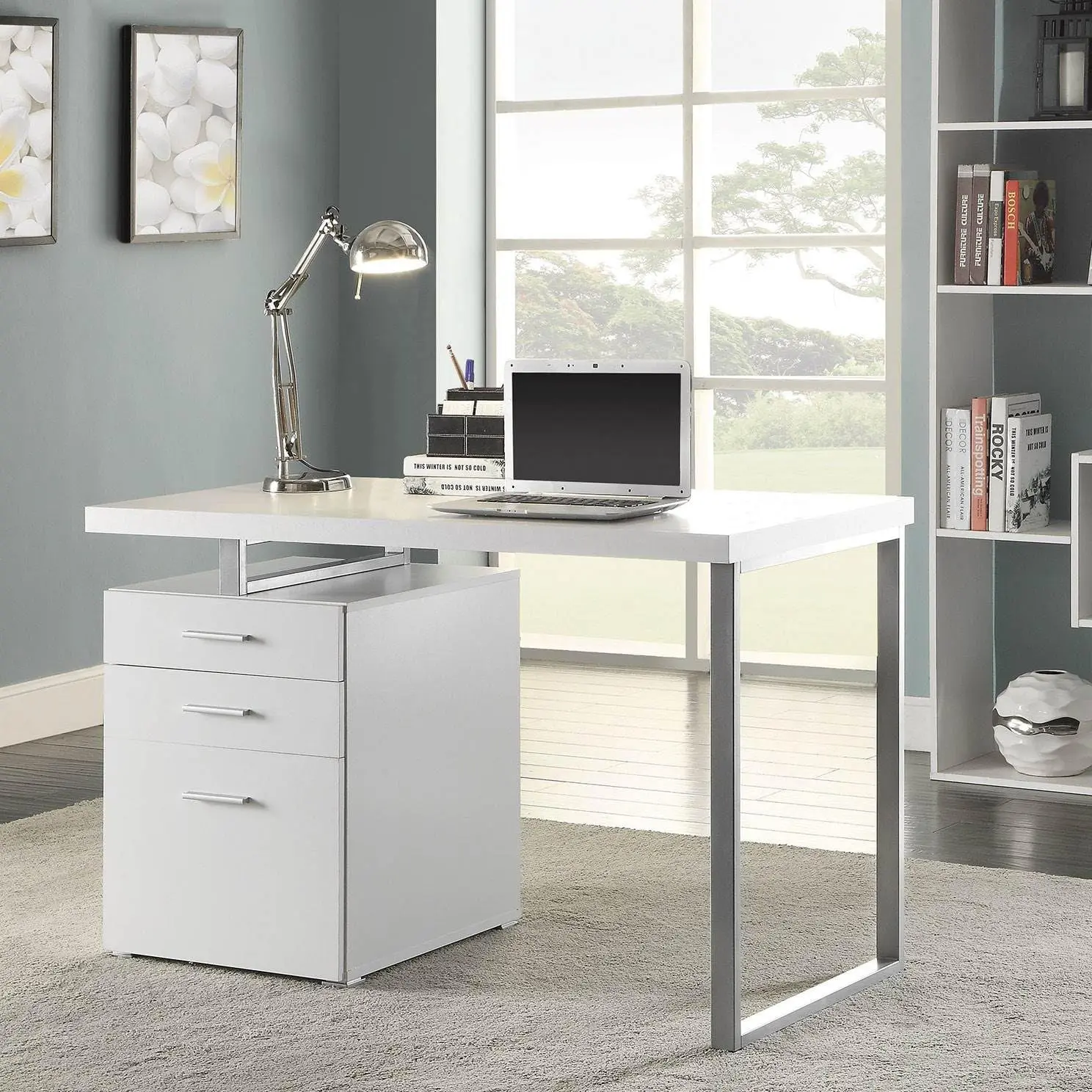 Brennan Modern Contemporary Home Office 3-Drawer Writing Desk with Drawers Computer Desk Study Table File Cabinet Storage