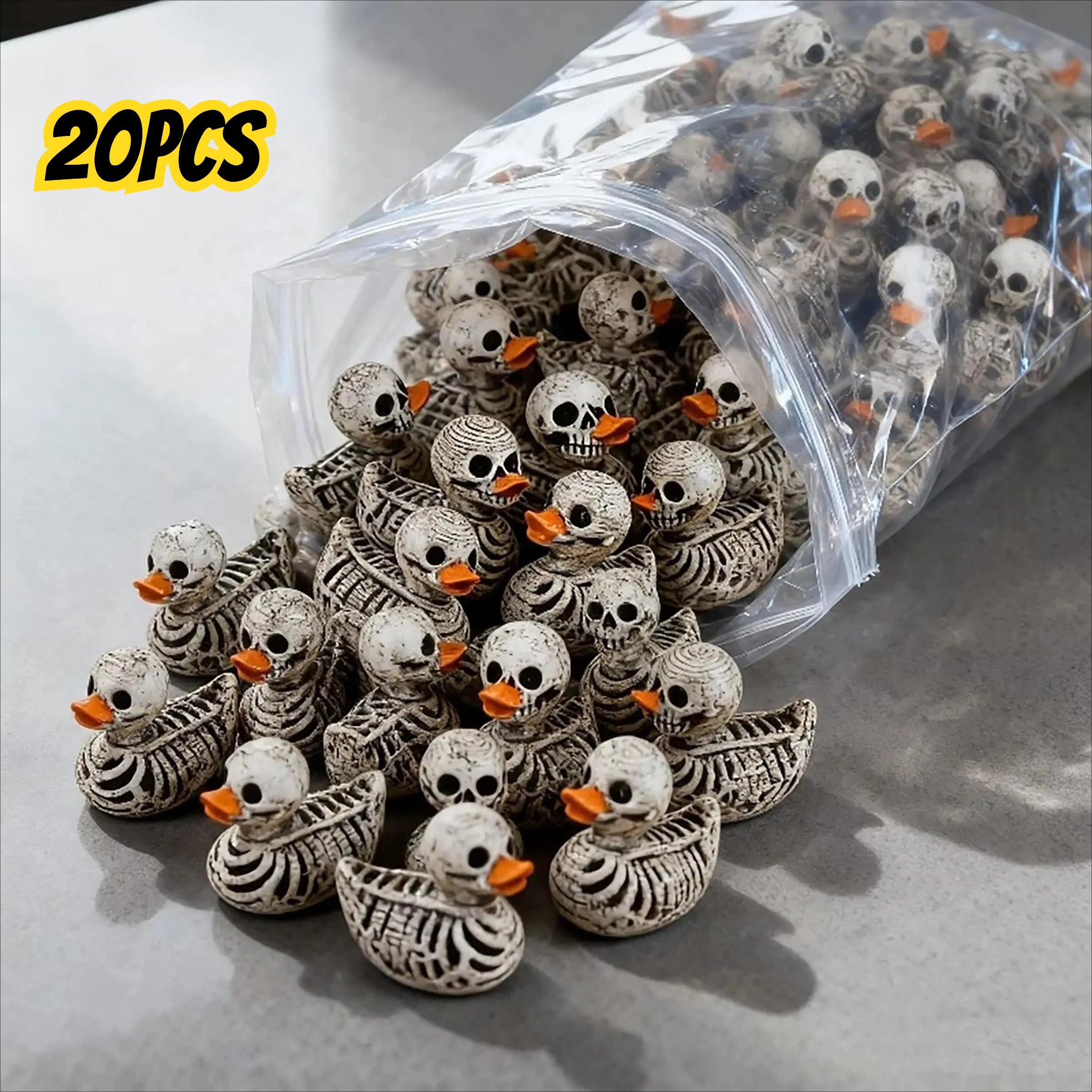 20PCS Gothic Skull Duck Resin Mini Figures 0.6