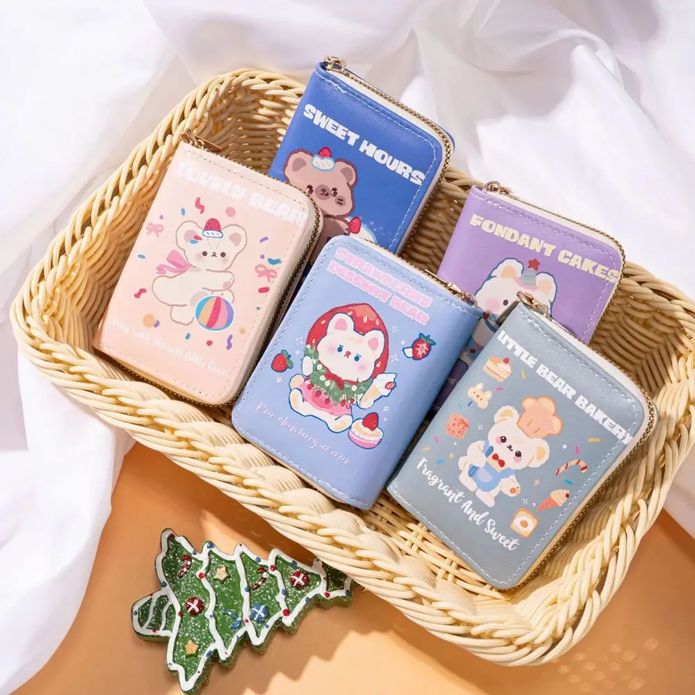 

PU Leather Bear Zipper Wallets Sweet Coin Purses Letter Cartoon Card Holder Wallet Women's Wallets Purse Girls