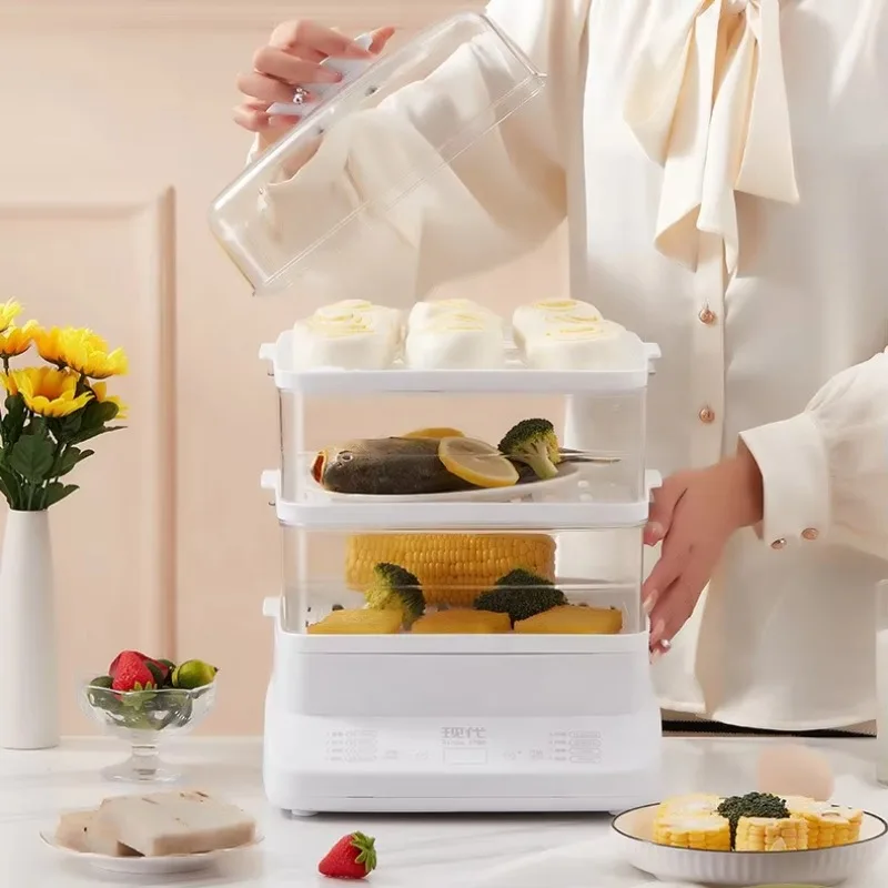 وعاء بخار منزلي متعدد الوظائف 3 طبقات سعة 24 لتر عازل للحرارة باخرة كهربائية محددة مسبقًا #6