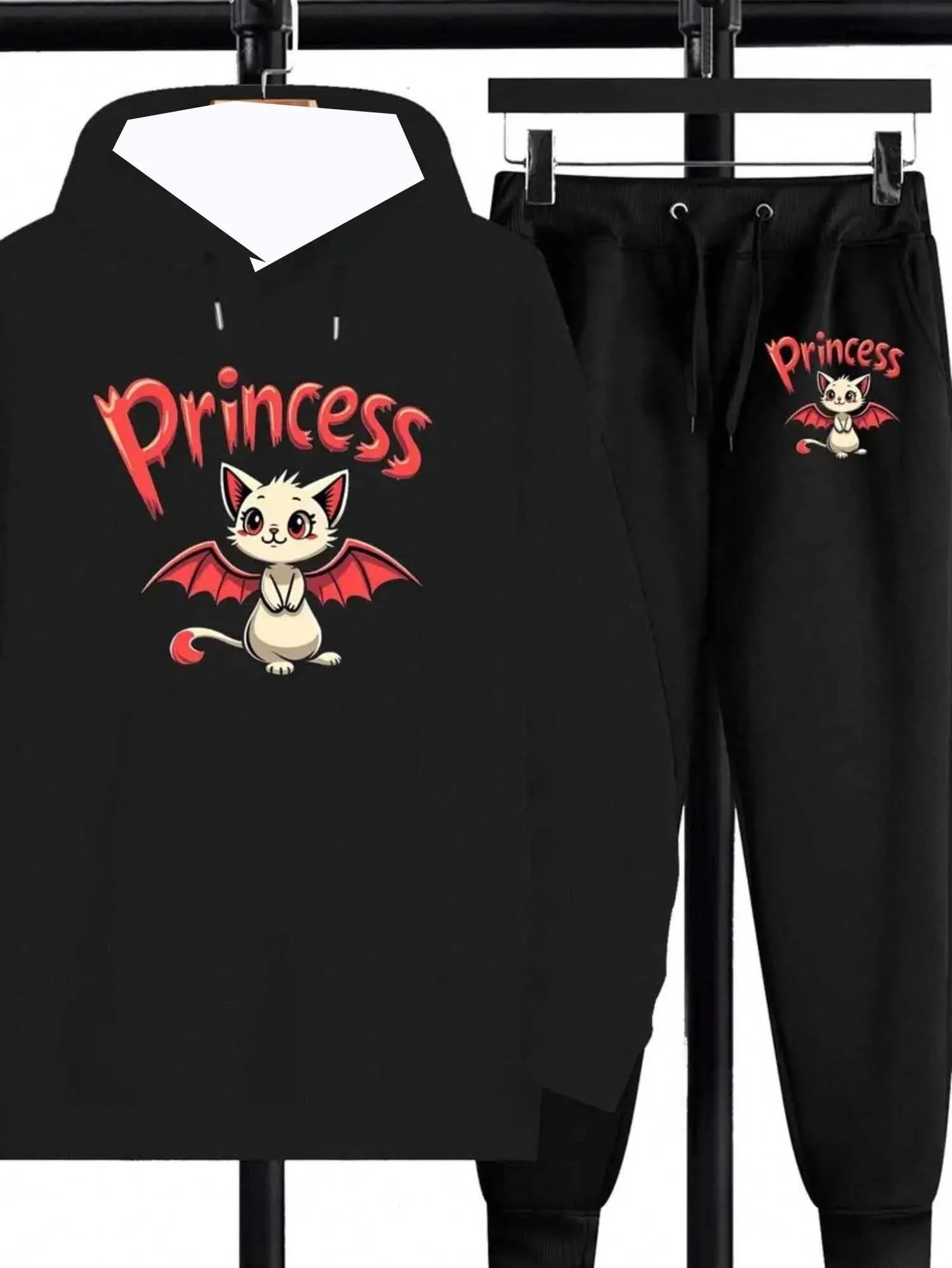 

2025-26, осенне-зимний новый мужской комплект Y2K, толстовка с капюшоном, большой спортивный комплект с милым котом, модный повседневный комплект из двух предметов