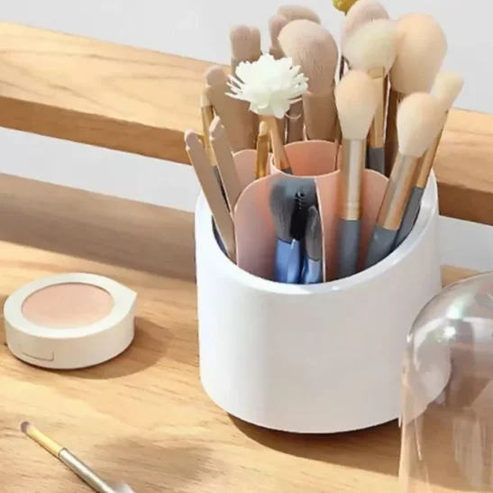 Portable Rotation Organizer 360 ° Table Cosmetic Makeup Brush Holder Lipstick Box Transparent Tube-Neverdie Store