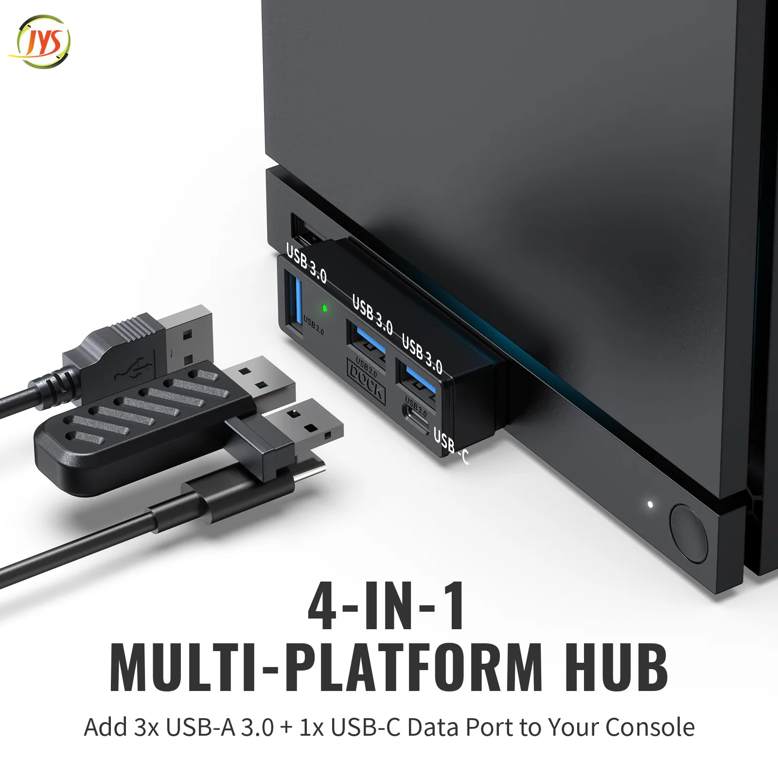 4-in-1 USB 3.0 Hub for Steam Machines, Portable USB Splitter with 3 USB-A and 1 USB-C Port, Multiport Adapter for Steam Machines