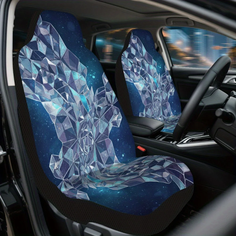 Juego de 2 fundas para asientos de coche con diseño de fractales de cristal cósmico, adecuadas para coches, camiones, furgonetas y SUV |   Resistente poliéster Front Sea
