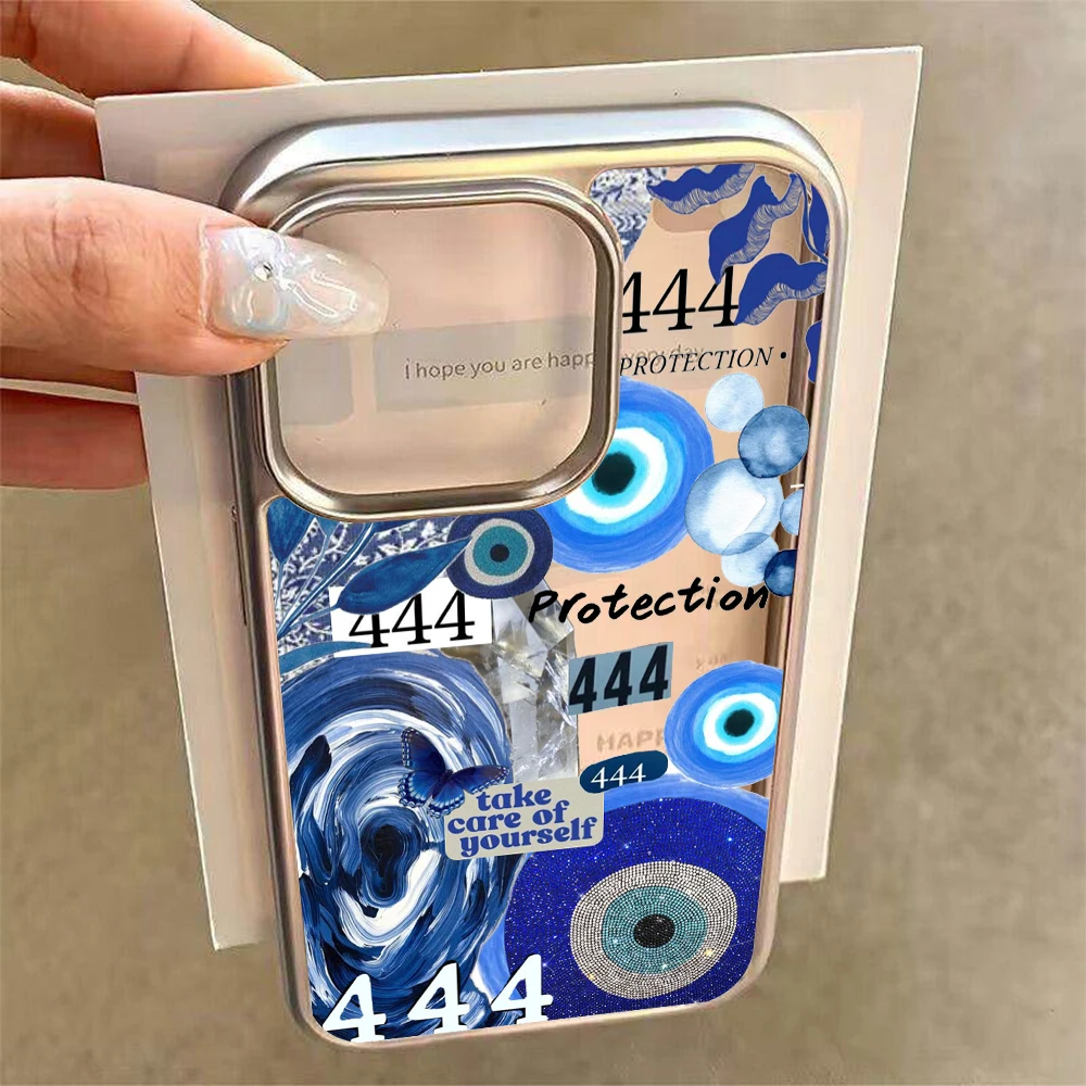 Hamsa Hand Evil Eye Collage Clear Case For iPhone 16 15 Pro Max Cases iPhone 17  14 1511 12 13 ProMax Plus XS Plating Drop Funda view 5