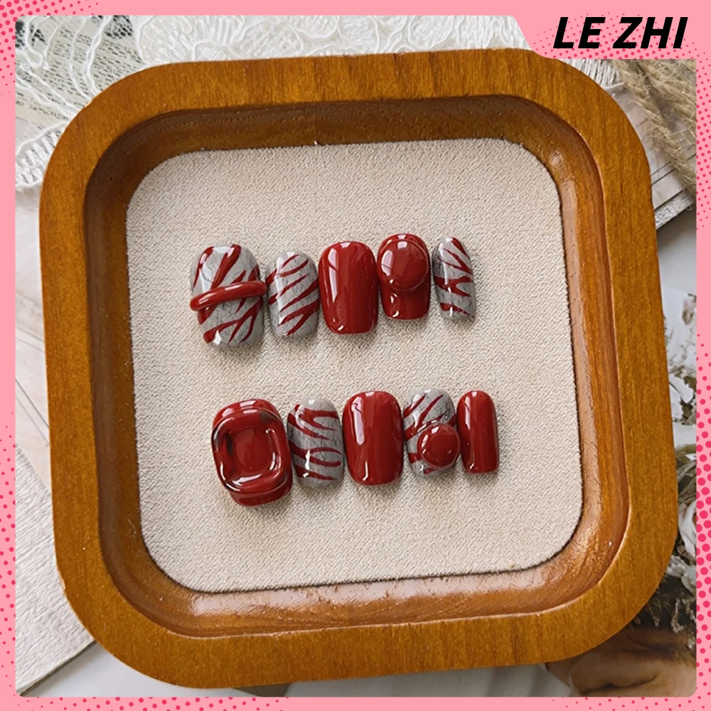 10 قطعة Kawaii قصيرة مربعة مستديرة اليدوية غطاء كامل مسمار لطيف خنزير أرنب رسمت باليد زهرة القوس ستار اللؤلؤ اضغط على الأظافر