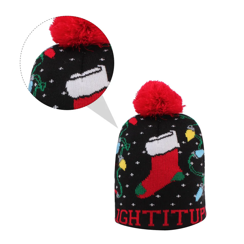 

Acrylic Warm Cap Knitted Wool Hat for Kids Baby Toddler Decoration Autumn Winter Hats Christmas Patterns Boys Girls