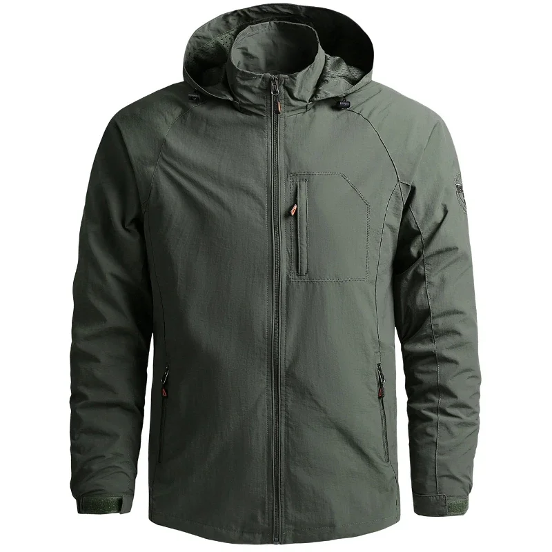 Veste coupe-vent légère pour hommes, veste tactique imperméable à capuche pour l'extérieur, veste de sport militaire cargo, vêtements d'extérieur pour l'escalade et la randonnée