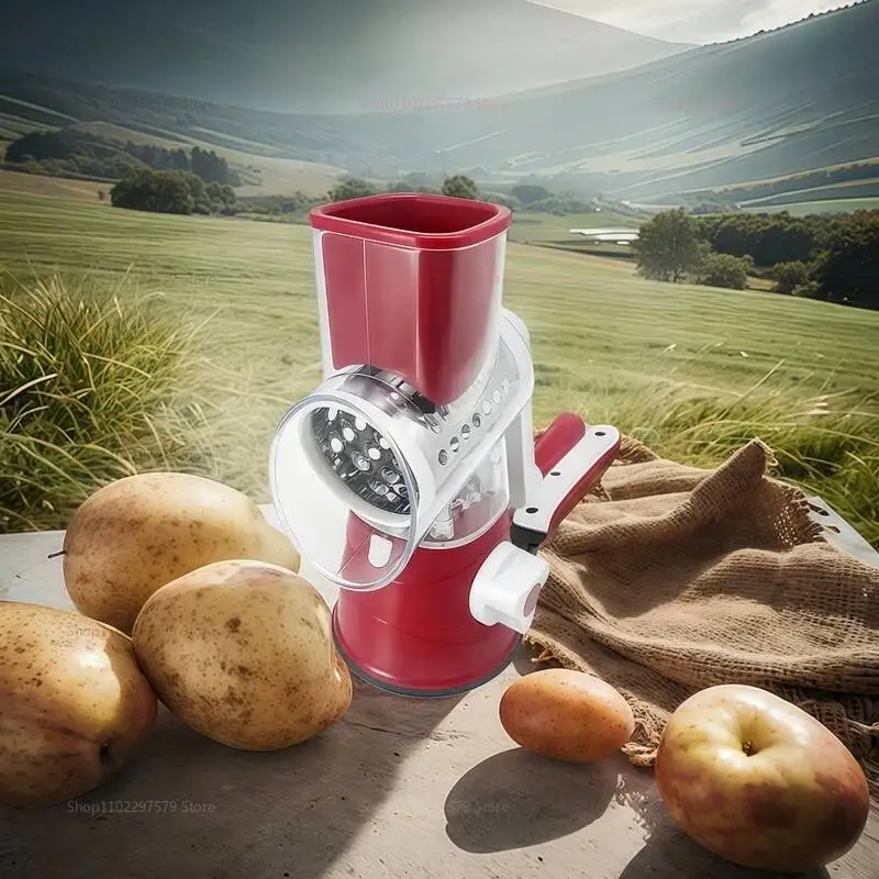 

Multifunctional Vegetable Slicer And Cheese Crusher Rotating Handheld Kitchen Tool With 3 Sharp Rollers For Many Forms