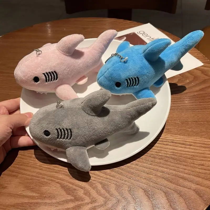 Simulation Giant Shark Plush Toy Cute Sea Creature Mini Cute Small Shark Pendant Keychain Children's Doll