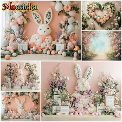Mocsicka Rabbit Flower Background Photography Easter Egg Decoration Pregnant Women Wedding Birthday Spring Backdrop Photo Studio
