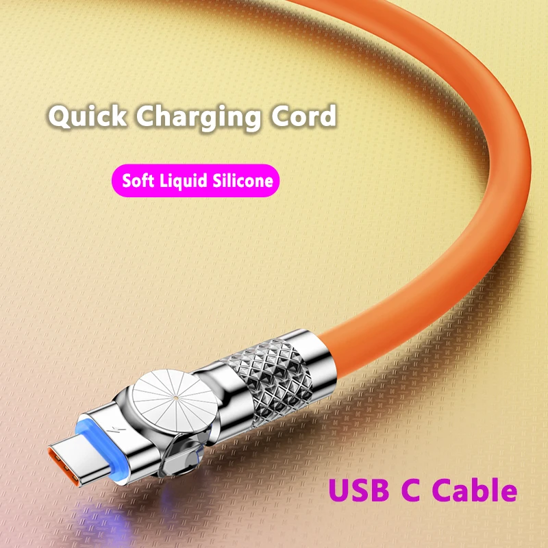 100W 6A łokieć 180 ° obracany kabel USB typu C do szybkiego ładowania Samsung S23 Xiaomi Huawei ładowarka przewód danych USB C do gry