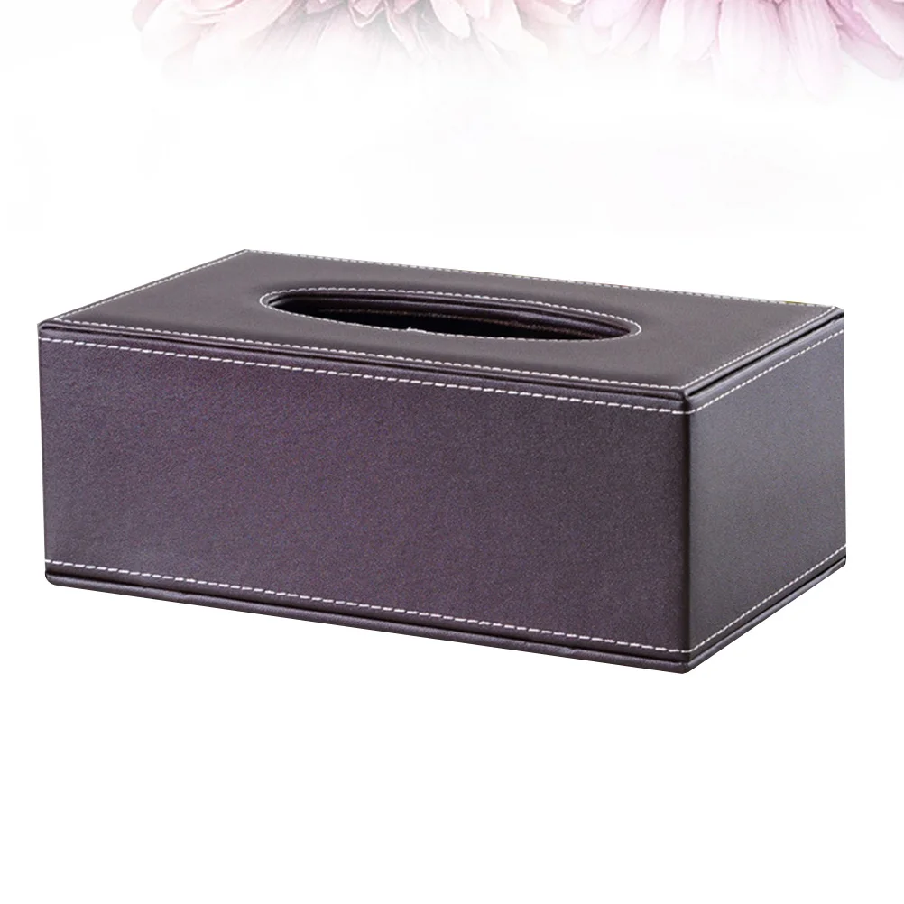 

PU Tissue Box Coffee Color Vintage Sturdy Napkin Holder Organizer for Home Car Office Living Room Paper Storage