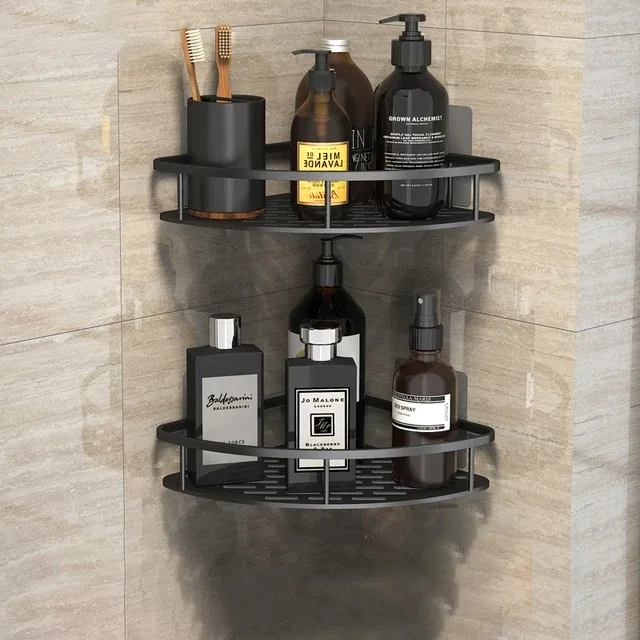 Badkamer Opslagrek Geen Boor Planken Muur Mount Hoek Douchehouder Voor WC Shampoo Organizer Badkamer Accessoires