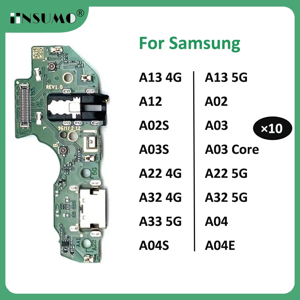 

iinsumo 10Pcs Charger Port For Samsung A02 A12 A02s A03s A03 Core A13 A22 A32 4G 5G A04 A04s A04E Charging Board Replacement