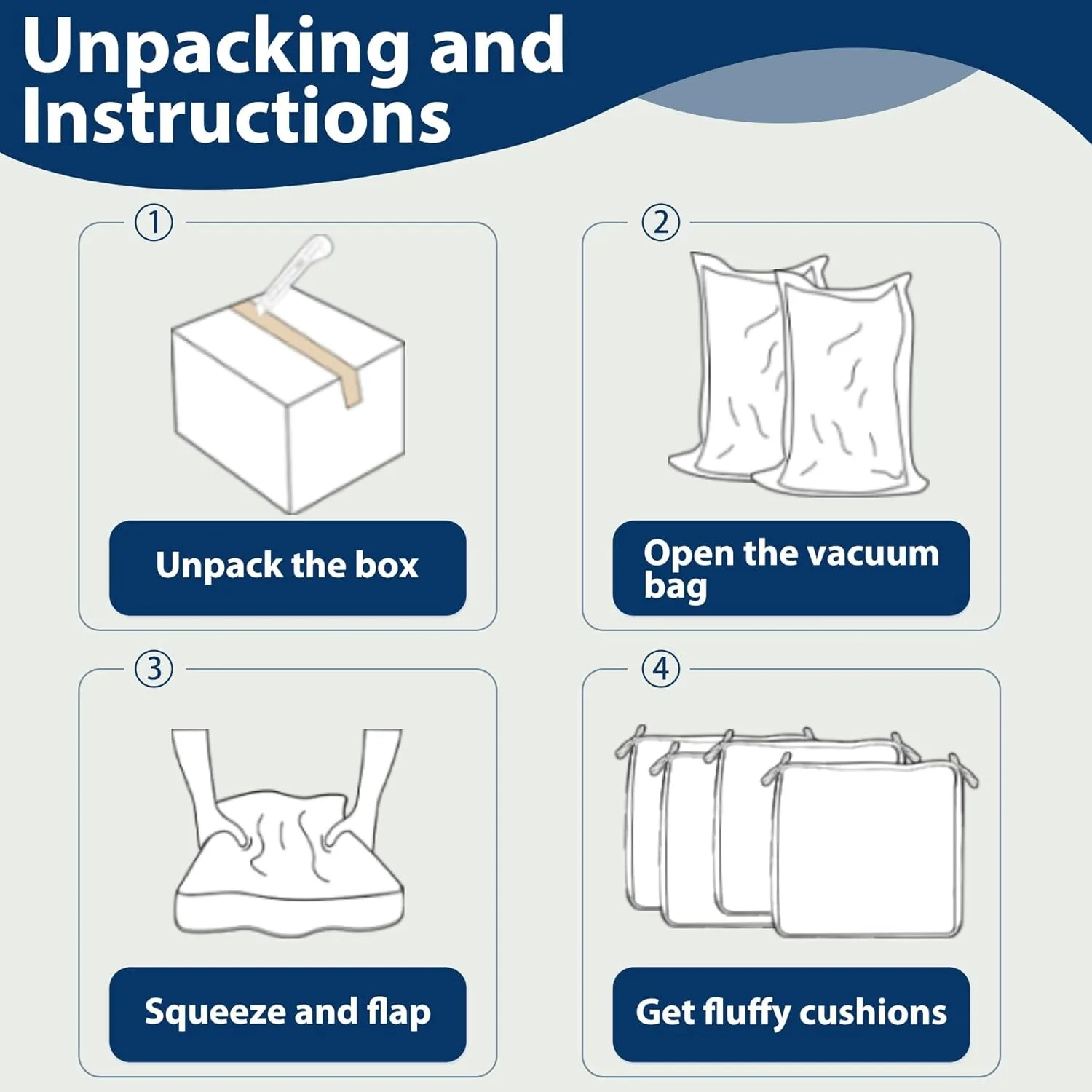 Um conjunto de 4 almofadas de assento para exterior, impermeáveis e resistentes ao desbotamento, 17 polegadas de largura x 16 polegadas de profundidade x 2 polegadas, bege
