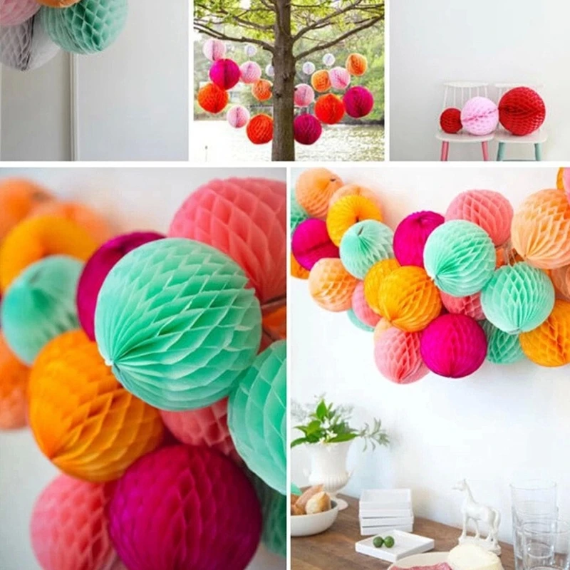 10/15/20/25/30cm Honeycomb Ball Paper Flower For Wedding Birthday Party Decoration Baby Shower DIY Hanging Paper balls 15colors