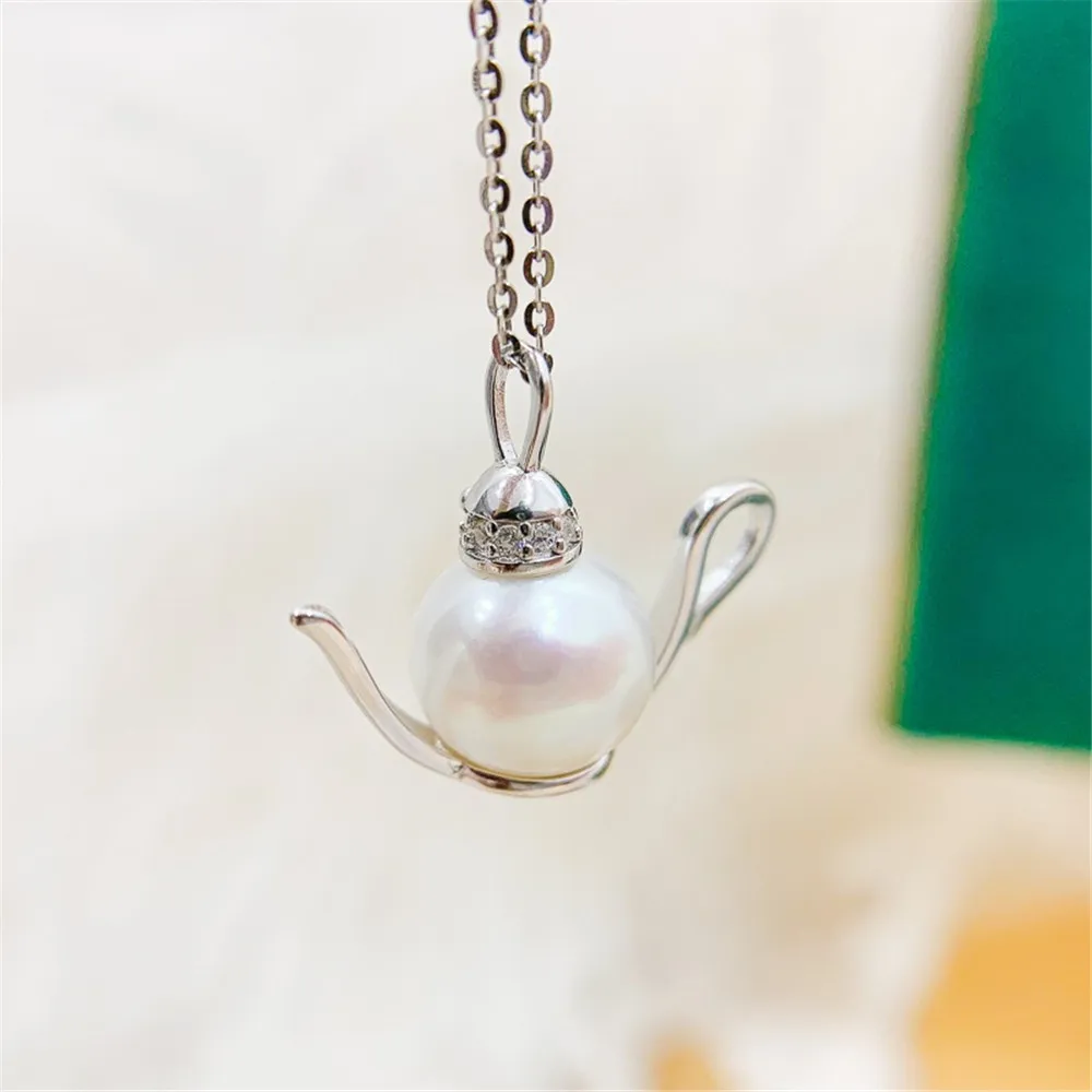 

DIY Pearl Gadgets S925 Sterling Silver Pendant Empty Holder Magic Lamp Silver Necklace Pendant Fit 9-12mm Round D437