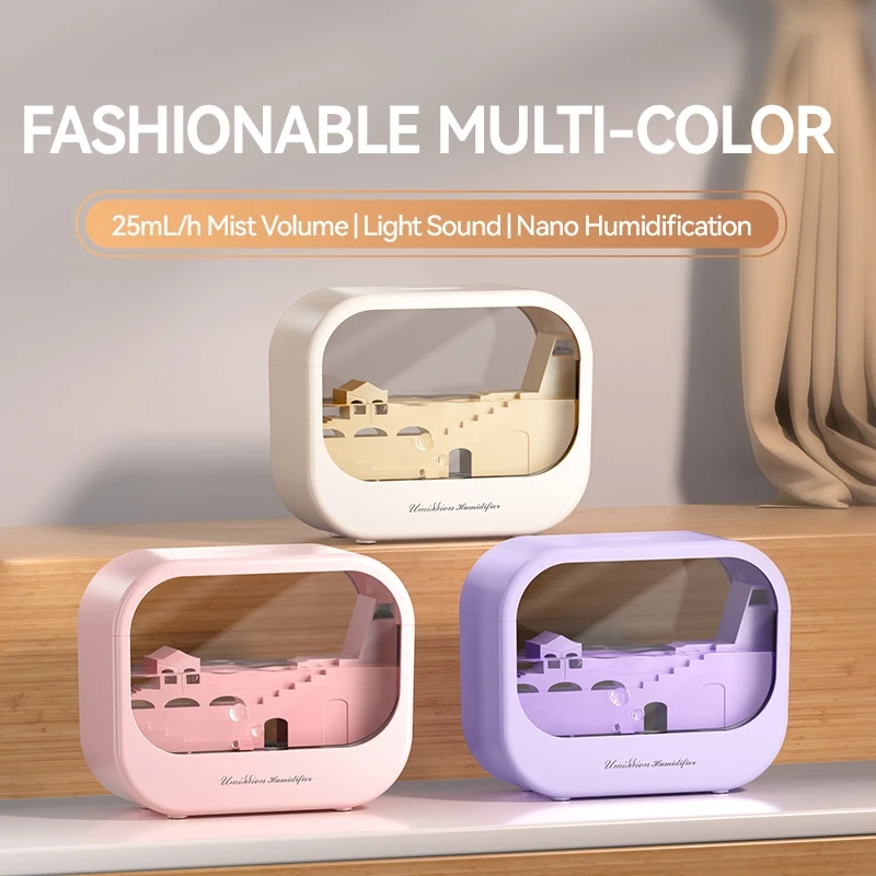 Transparent Micro Landscape Spray Fragrance Dispenser with Colorful Atmosphere Lamp Built-in Aromatic Humidifier for Home Decor