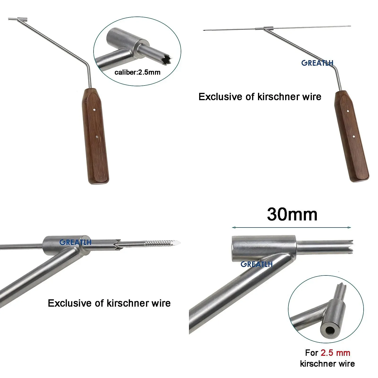 2.5mm Medical Pointed Drill Guide Veterinary Orthopedic Instrument for Pet Surgery