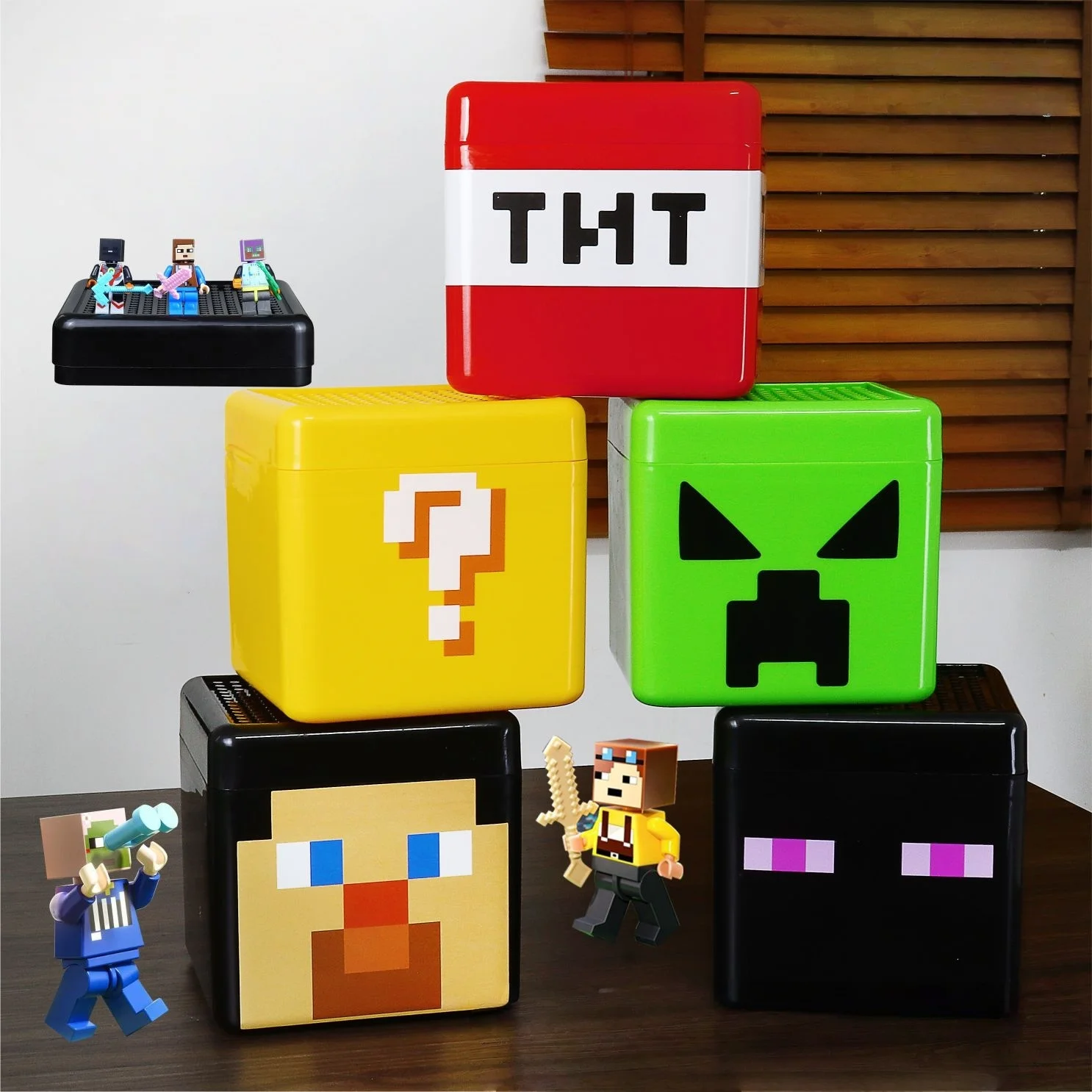 DIY TNT Storage Box Magnetic Building Blocks Snack Toy Block Storage Bucket Plastic Organizer Container Assembly Toys For Kids