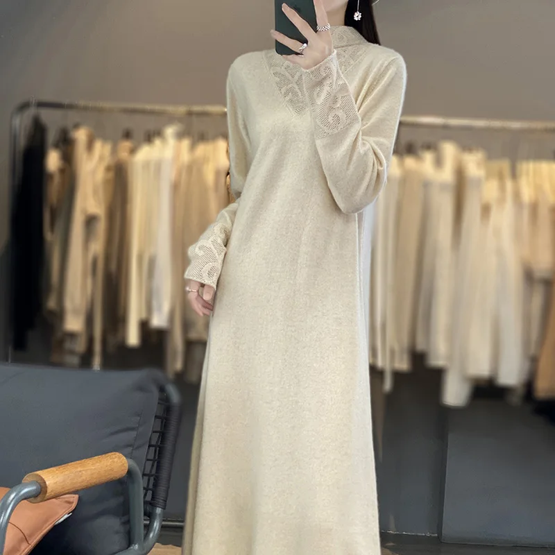 

Lace Skirt Sweaters Hot Sales With Free Shipping Cashmere Long Dress For Women Knit Jumpers 2023 Winter Lady Pullovers NJ01