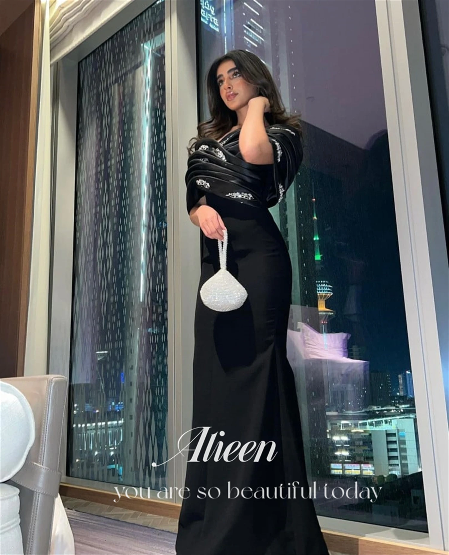 

Aileen Satin Luxurious Eid Al-fitr Black Evening Dress Dresses Formal Occasion Luxury 2024 Cocktail Womens Party Wedding Women