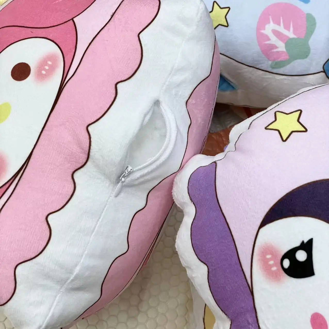 Sanurgente-Oreiller à main chaud pour l'hiver, My Melody Kuromi, Coussin câlin, Coussin de dos de dessin animé, Peluches douces, Lavable, Cadeaux de Noël